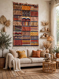 Authentic Taznakht Kilim Rug - Red Diamonds - 100% Handwoven Wool