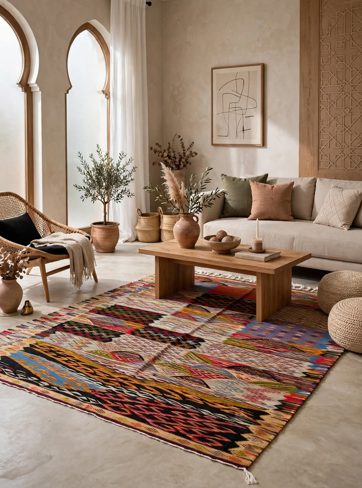Tafnist Berber Taznakht Rug - Colorful Authentic Moroccan Carpet