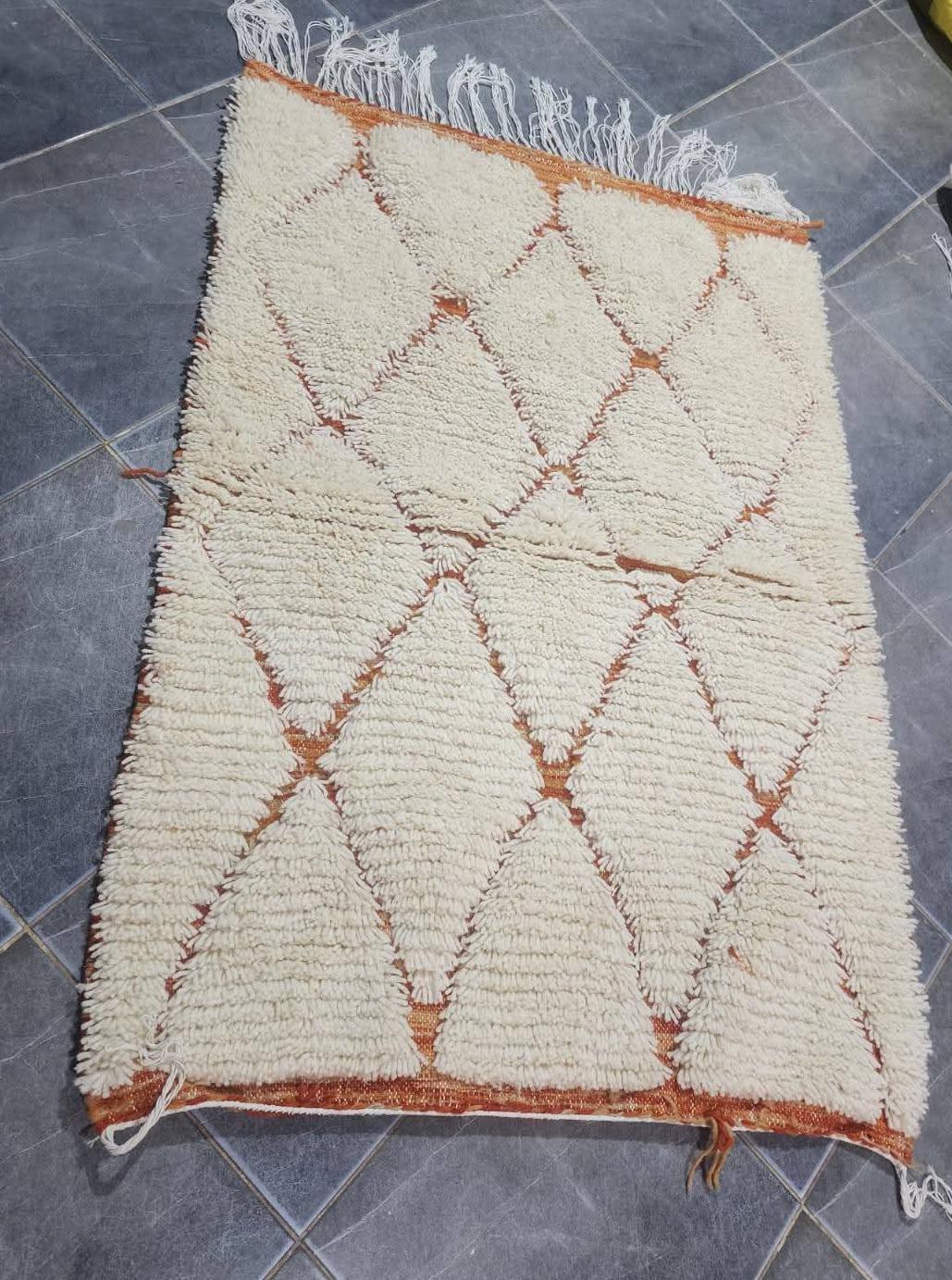 Authentic Beni Ourain Small Wool Rug - Bedside Mat (100 x 50 cm)