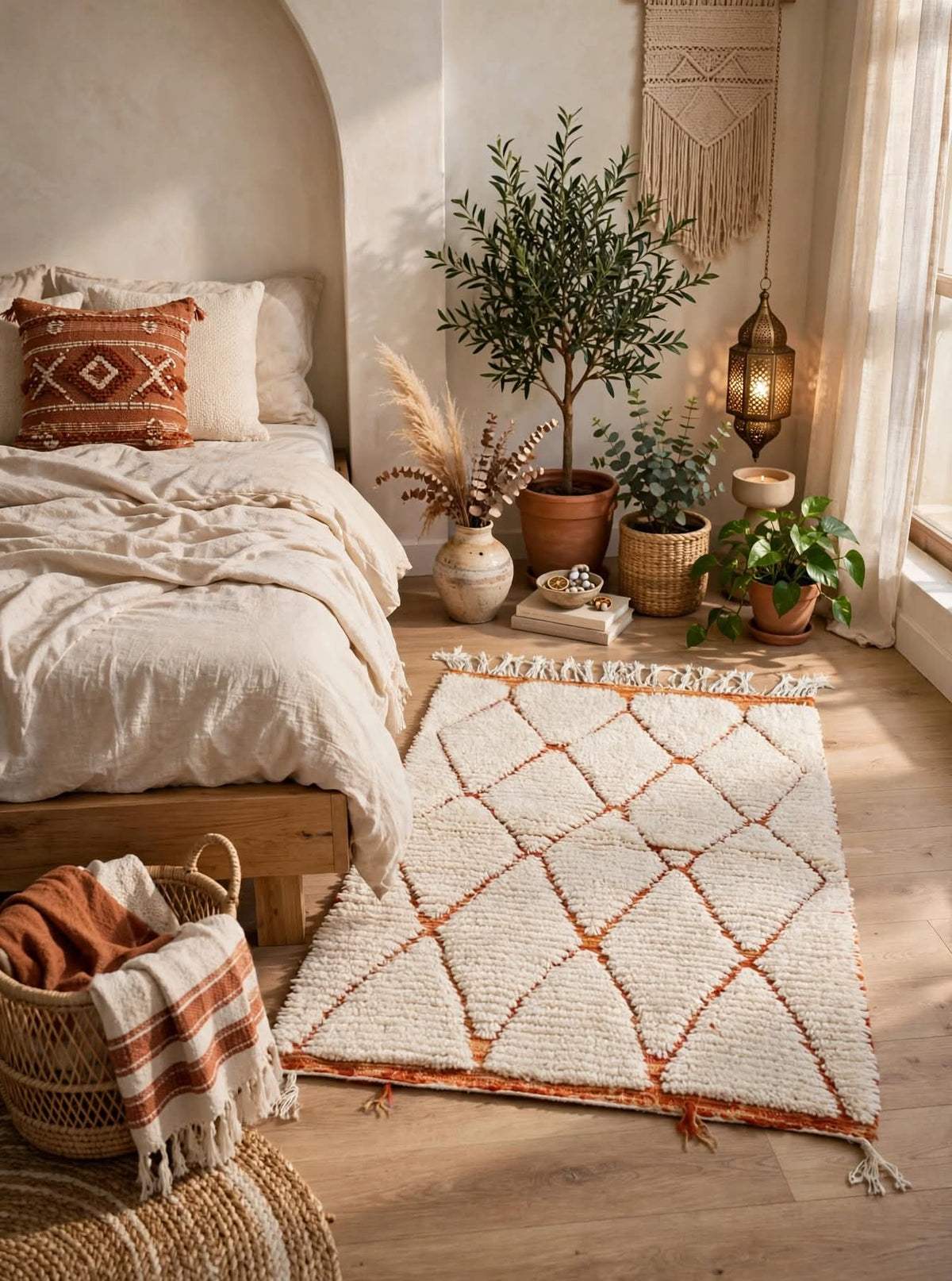 Authentic Beni Ourain Small Wool Rug - Bedside Mat (100 x 50 cm)